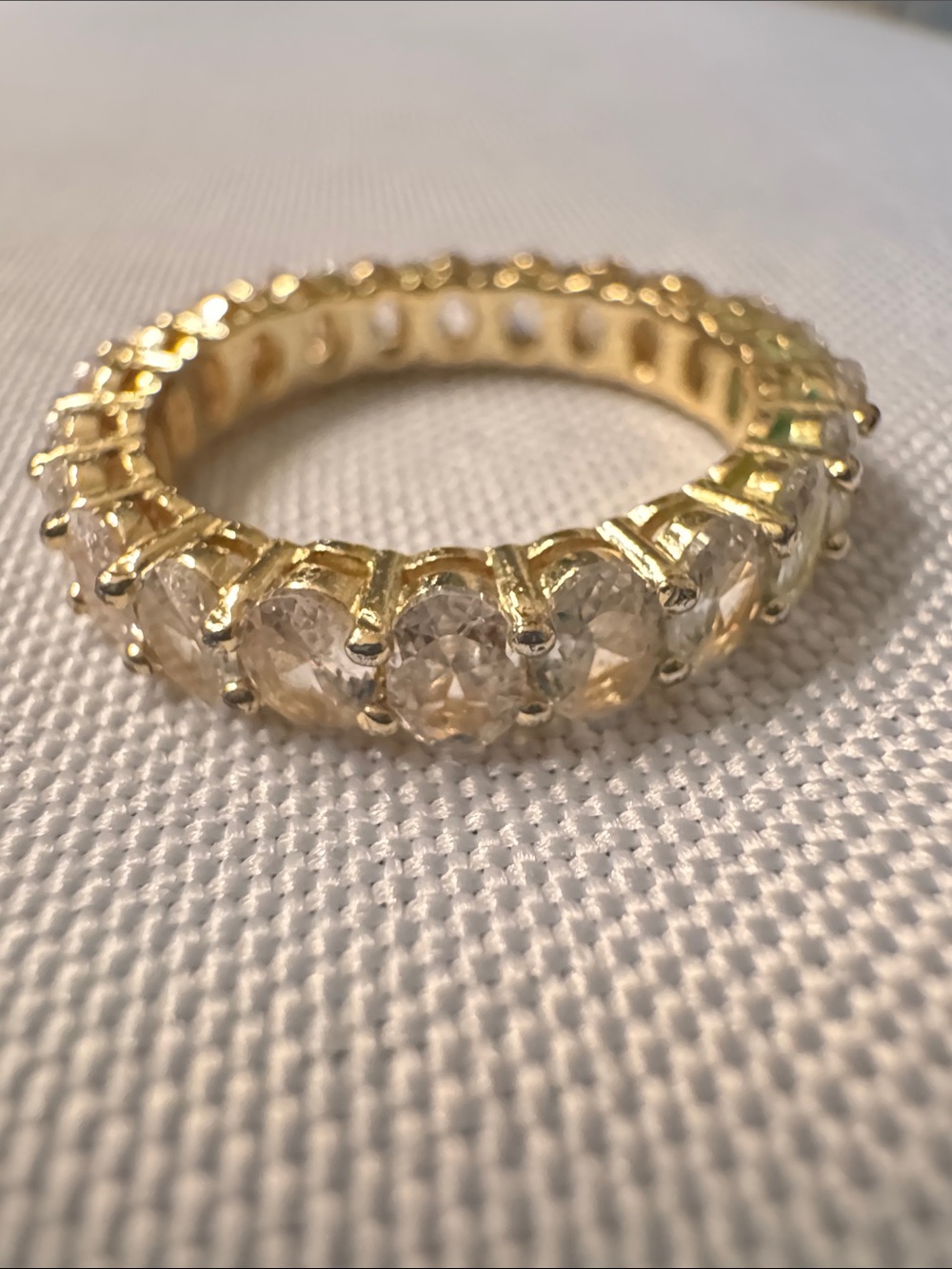 Gold Crystal Eternity Band Ring - Clear Stones